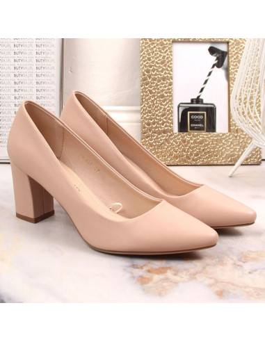 Czółenka damskie na słupku cieliste sergio leone pb414