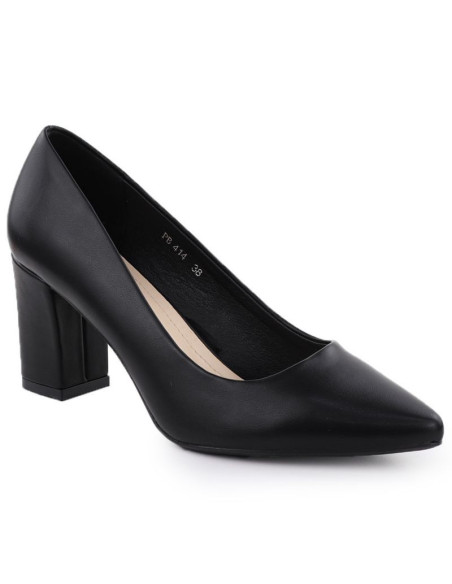 Czółenka damskie na słupku czarne sergio leone pb414