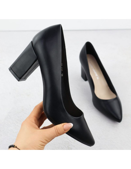 Czółenka damskie na słupku czarne sergio leone pb414