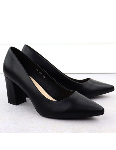 Czółenka damskie na słupku czarne sergio leone pb414