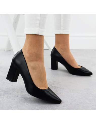 Czółenka damskie na słupku czarne sergio leone pb414