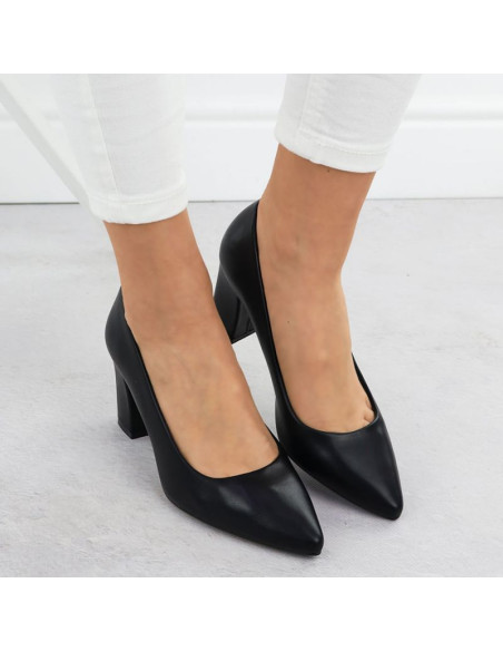 Czółenka damskie na słupku czarne sergio leone pb414