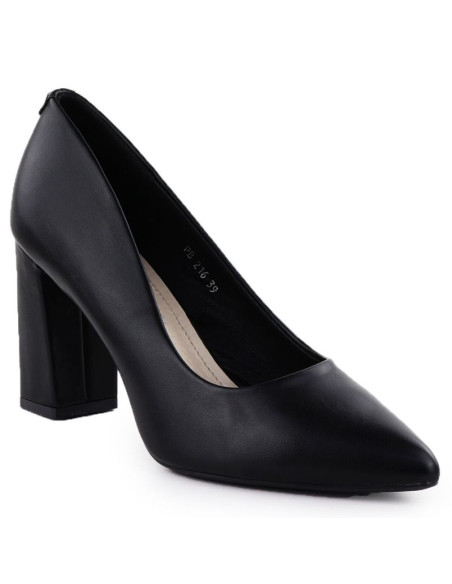 Czółenka czarne na słupku w szpic czarne sergio leone pb216