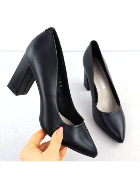 Czółenka czarne na słupku w szpic czarne sergio leone pb216