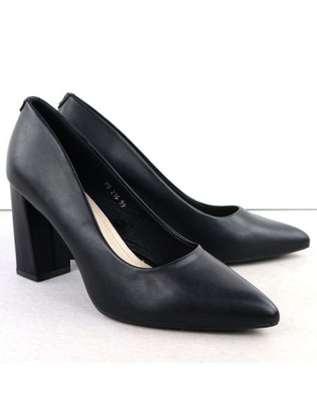 Czółenka czarne na słupku w szpic czarne sergio leone pb216