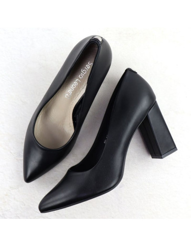 Czółenka czarne na słupku w szpic czarne sergio leone pb216