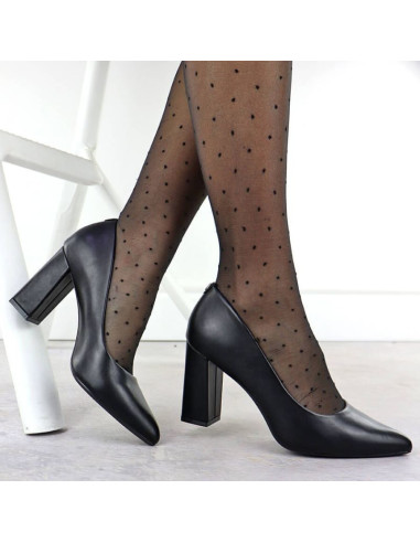 Czółenka czarne na słupku w szpic czarne sergio leone pb216