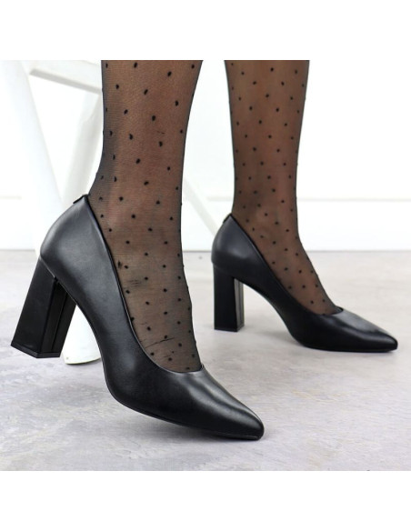 Czółenka czarne na słupku w szpic czarne sergio leone pb216