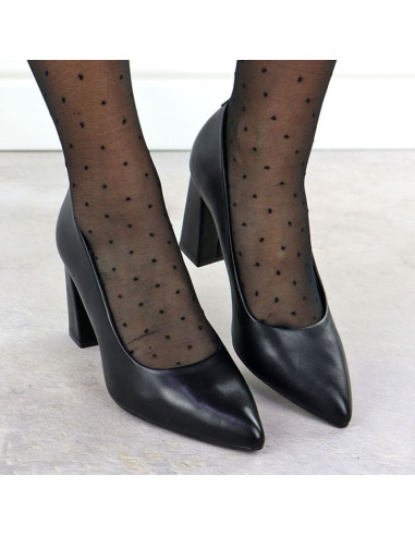 Czółenka czarne na słupku w szpic czarne sergio leone pb216