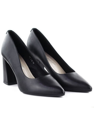 Czółenka czarne na słupku w szpic czarne sergio leone pb216