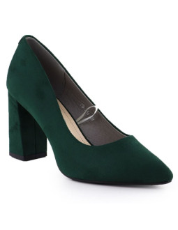 Czółenka na słupku w szpic zamszowe zielone sergio leone pb216