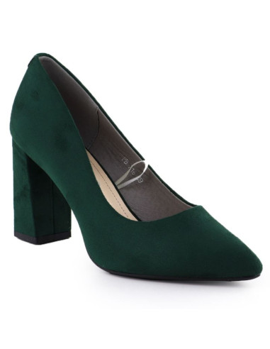Czółenka na słupku w szpic zamszowe zielone sergio leone pb216