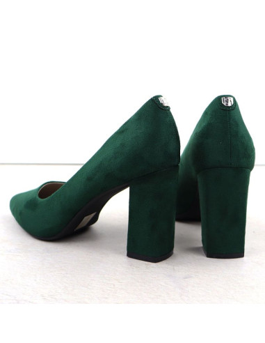Czółenka na słupku w szpic zamszowe zielone sergio leone pb216