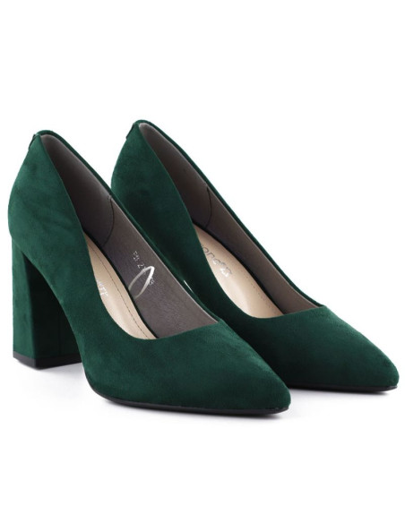 Czółenka na słupku w szpic zamszowe zielone sergio leone pb216