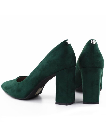 Czółenka na słupku w szpic zamszowe zielone sergio leone pb216