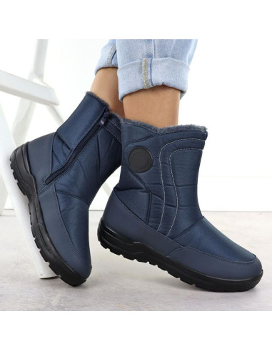 Śniegowce damskie płaskie ocieplane granatowe potocki su33310