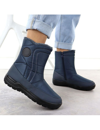 Śniegowce damskie płaskie ocieplane granatowe potocki su33310