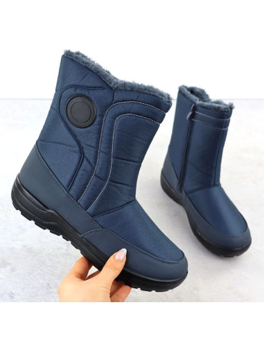 Śniegowce damskie płaskie ocieplane granatowe potocki su33310