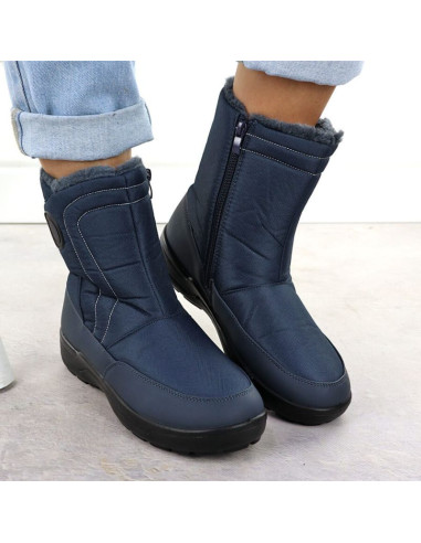 Śniegowce damskie płaskie ocieplane granatowe potocki su33310