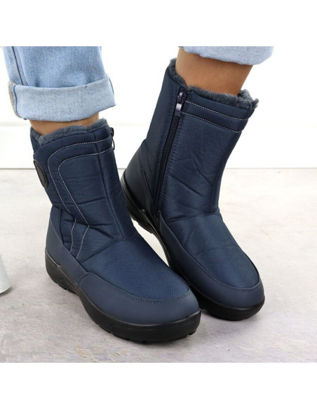 Śniegowce damskie płaskie ocieplane granatowe potocki su33310