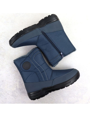 Śniegowce damskie płaskie ocieplane granatowe potocki su33310