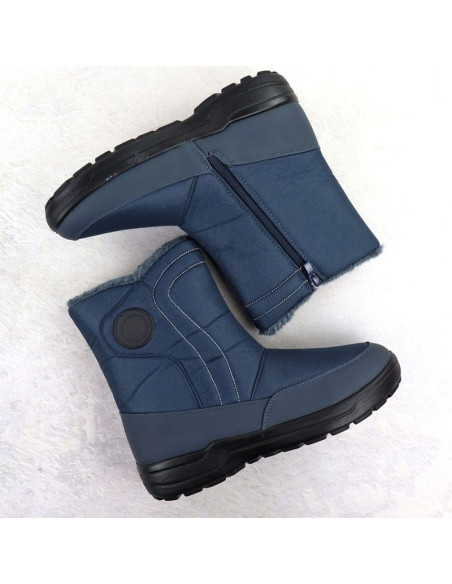 Śniegowce damskie płaskie ocieplane granatowe potocki su33310