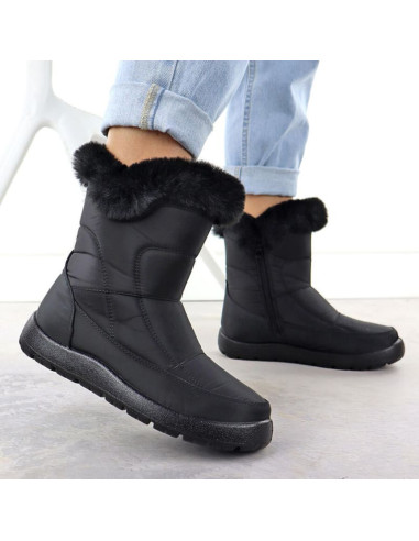 Śniegowce damskie płaskie ocieplane czarne potocki ki24322