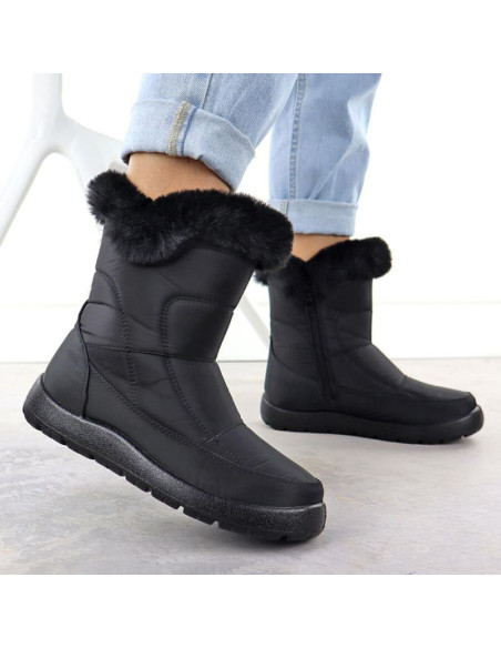 Śniegowce damskie płaskie ocieplane czarne potocki ki24322