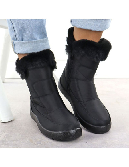 Śniegowce damskie płaskie ocieplane czarne potocki ki24322