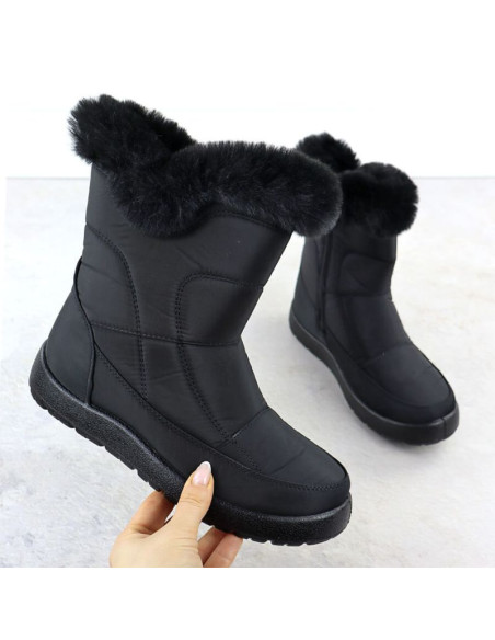 Śniegowce damskie płaskie ocieplane czarne potocki ki24322