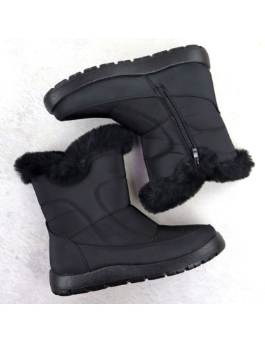 Śniegowce damskie płaskie ocieplane czarne potocki ki24322