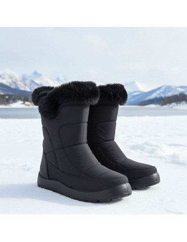 Śniegowce damskie płaskie ocieplane czarne potocki ki24322