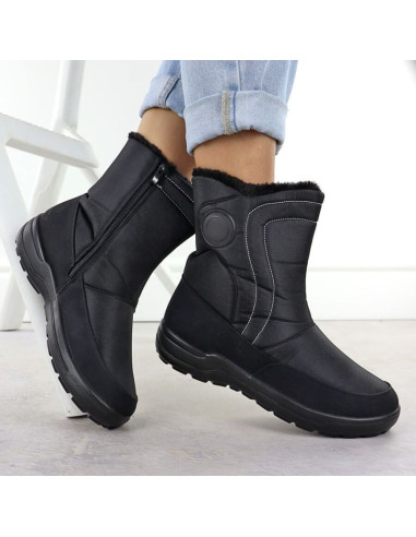 Śniegowce damskie płaskie ocieplane czarne potocki su33310