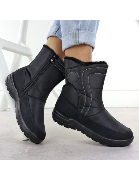 Śniegowce damskie płaskie ocieplane czarne potocki su33310