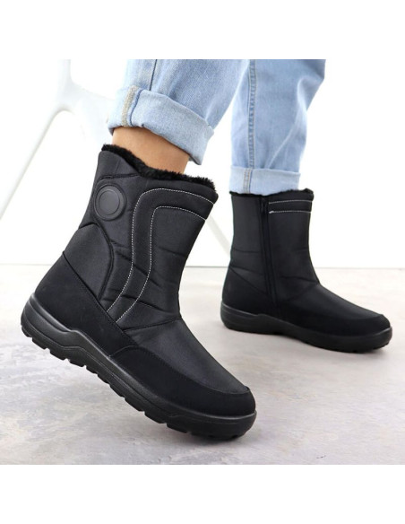 Śniegowce damskie płaskie ocieplane czarne potocki su33310