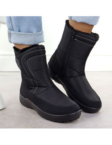 Śniegowce damskie płaskie ocieplane czarne potocki su33310