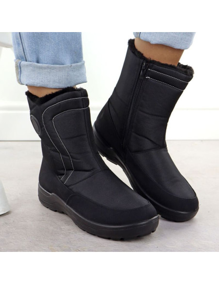 Śniegowce damskie płaskie ocieplane czarne potocki su33310