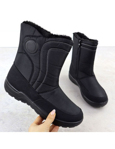 Śniegowce damskie płaskie ocieplane czarne potocki su33310