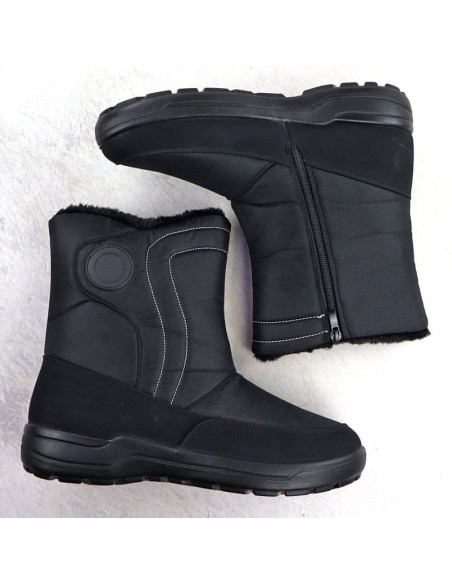 Śniegowce damskie płaskie ocieplane czarne potocki su33310