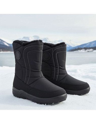 Śniegowce damskie płaskie ocieplane czarne potocki su33310