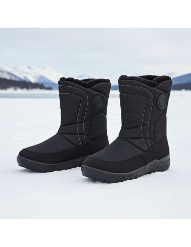 Śniegowce damskie płaskie ocieplane czarne potocki su33310