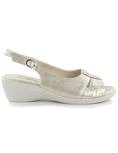 Sandały damskie na koturnie złote evento 7028