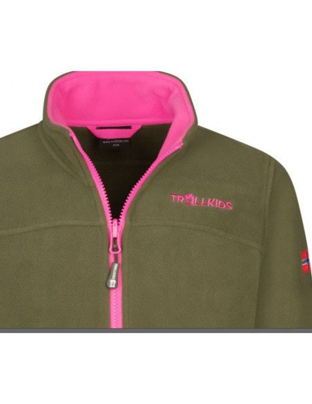Kurtka polarowa dziewczęca trollkids girls oppdal jacket xt sportowa rozpinana zielona (415-194)
