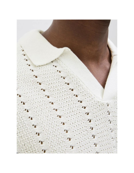 Jack&jones koszulka męska jorparos knit ester ss crochet polo 12272562 sea salt