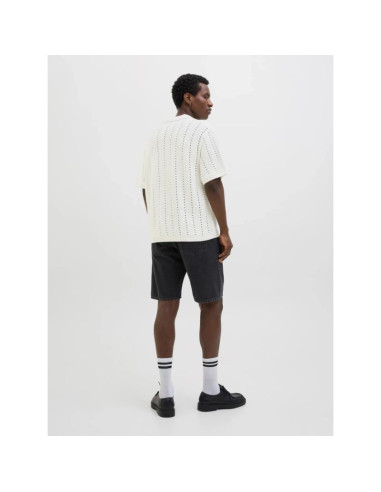 Jack&jones koszulka męska jorparos knit ester ss crochet polo 12272562 sea salt