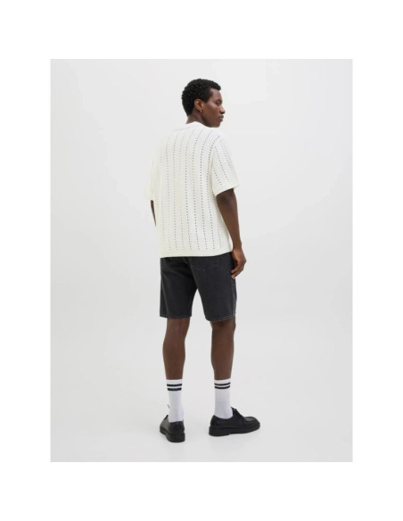 Jack&jones koszulka męska jorparos knit ester ss crochet polo 12272562 sea salt