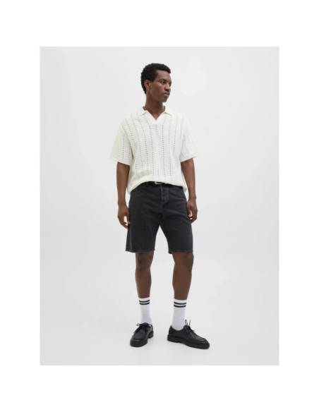 Jack&jones koszulka męska jorparos knit ester ss crochet polo 12272562 sea salt