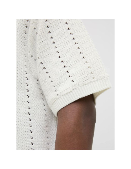 Jack&jones koszulka męska jorparos knit ester ss crochet polo 12272562 sea salt