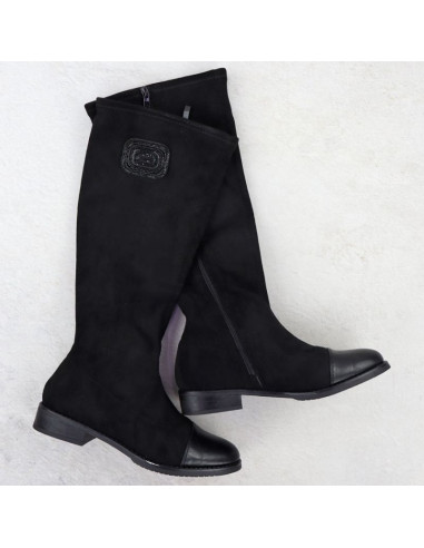 Kozaki zamszowe damskie czarne m.daszyński mr2251-19