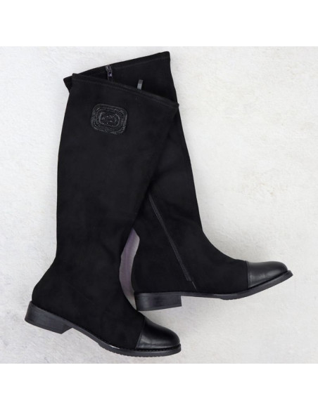 Kozaki zamszowe damskie czarne m.daszyński mr2251-19